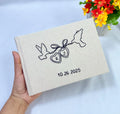 Wedding Guest Book, Line-Art Designs by The Thread Nest, hand-embroidered linen cover, photo 5