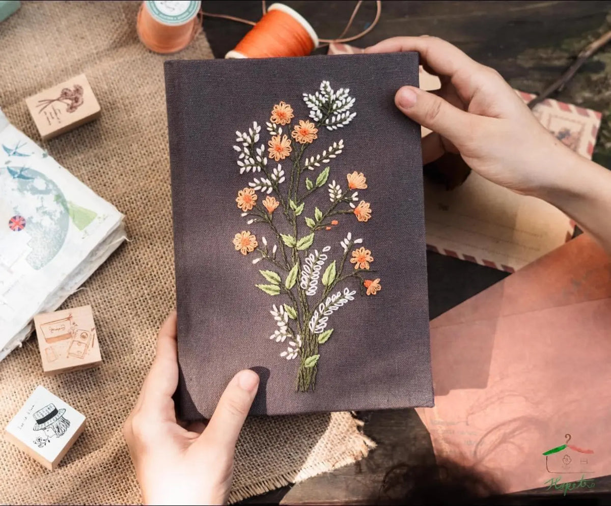 Personalised Embroidered Journal, A5 or A6 by The Thread Nest, hand-embroidered linen cover, photo 13