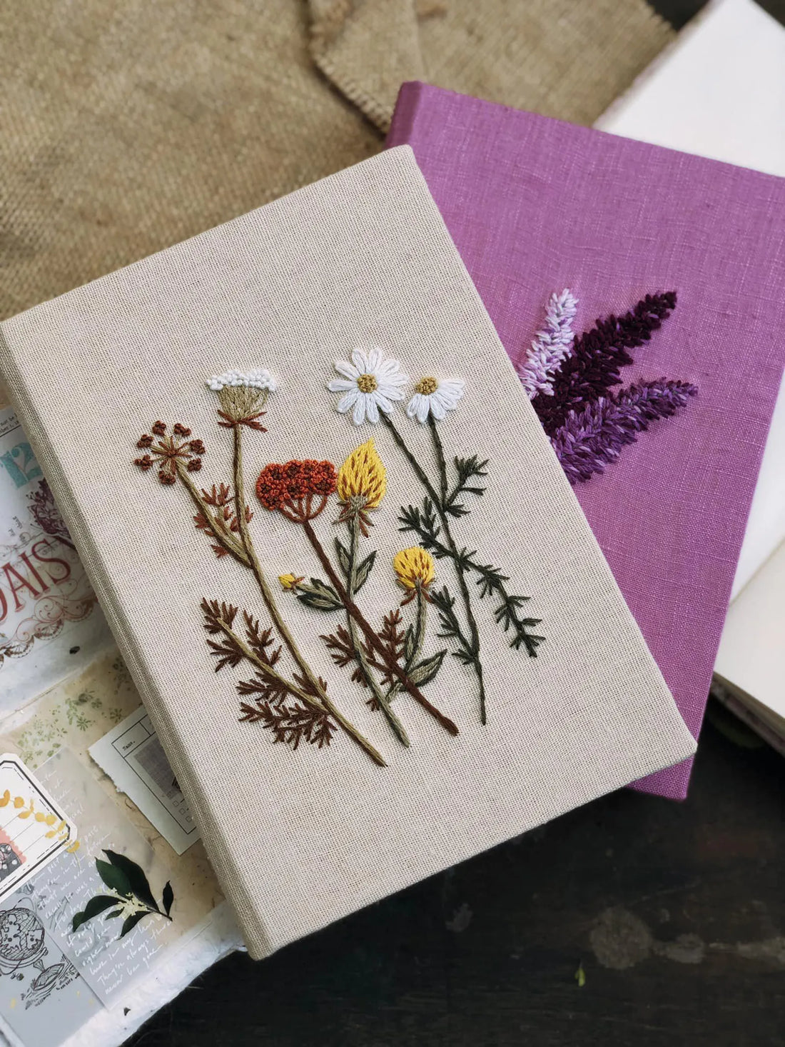 Personalised Embroidered Journal, A5 or A6 by The Thread Nest, hand-embroidered linen cover, photo 1