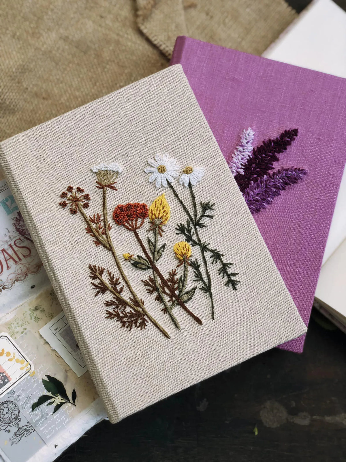 Personalised Embroidered Journal, A5 or A6 by The Thread Nest, hand-embroidered linen cover, photo 2