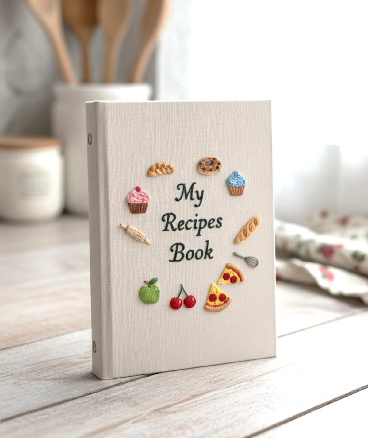My Recipes Hand-Embroidered Recipe Book A5 by The Thread Nest, hand-embroidered linen cover, photo 12