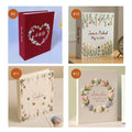 A hand-embroidered linen photo album by The Thread Nest