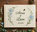 Floral Wreath Guest Book, Names & Date by The Thread Nest, hand-embroidered linen cover, photo 9