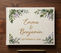 Floral Wreath Guest Book, Names & Date by The Thread Nest, hand-embroidered linen cover, photo 7