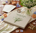 Floral Wreath Guest Book, Names & Date by The Thread Nest, hand-embroidered linen cover, photo 10
