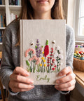 Wildflowers & Bees Journal, Personalised by The Thread Nest, hand-embroidered linen cover, photo 2