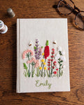 Wildflowers & Bees Journal, Personalised by The Thread Nest, hand-embroidered linen cover, photo 4