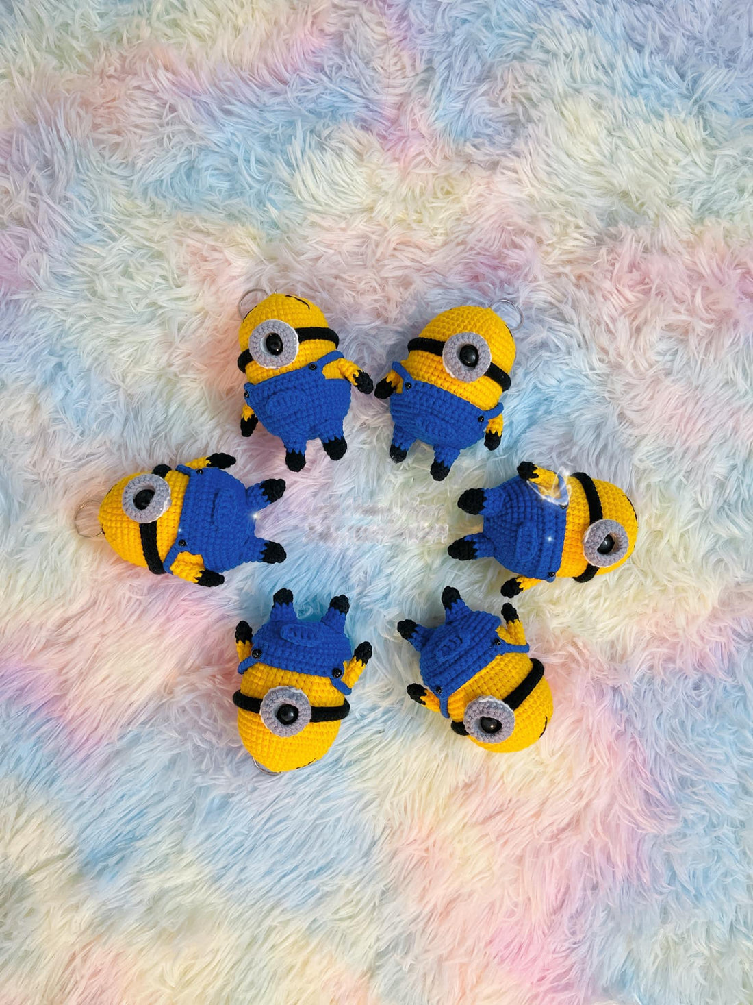 Handmade Crochet Minion Keychains, Cute Crochet Character Charms, Unique Crochet Gift, Kawaii Crochet Accessories, Artisan Crochet Keychains