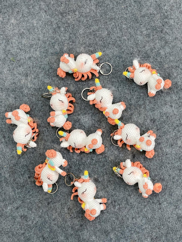 Handmade Crochet Unicorn Keychains, Cute Crochet Animal Charms, Unique Crochet Gift, Kawaii Crochet Accessories, Artisan Crochet Keychains