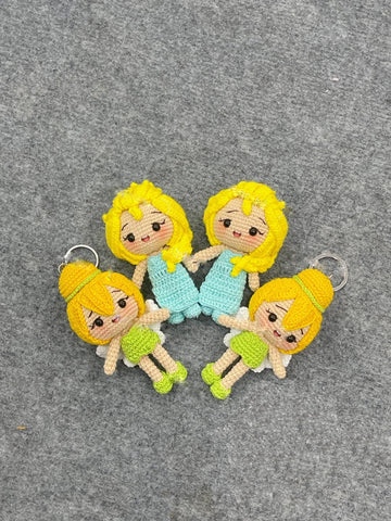 Handmade Crochet Tinkerbell Keychains, Cute Crochet Fairy Charms, Unique Crochet Gift, Kawaii Crochet Accessories, Artisan Crochet Keychains