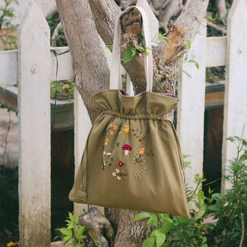 Hand Embroidered Tote Bag Spring Floral Linen Design • Wholesale Available