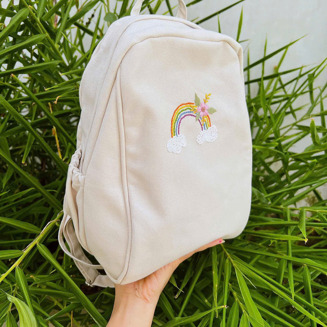 Hand Embroidered Floral Backpack Linen Design • Wholesale Available