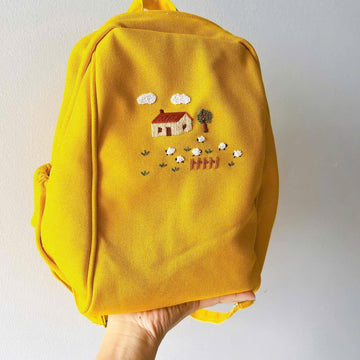 Hand Embroidered Floral Backpack Linen Design • Wholesale Available