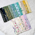Hand-stitched botanical headband, close view