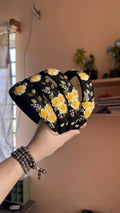 Embroidered padded linen headband, another view