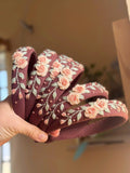Linen padded hair band with embroidery, another view